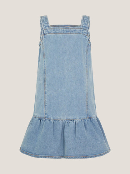 Monsoon Blue Embroidered Frill Denim Dress image 3