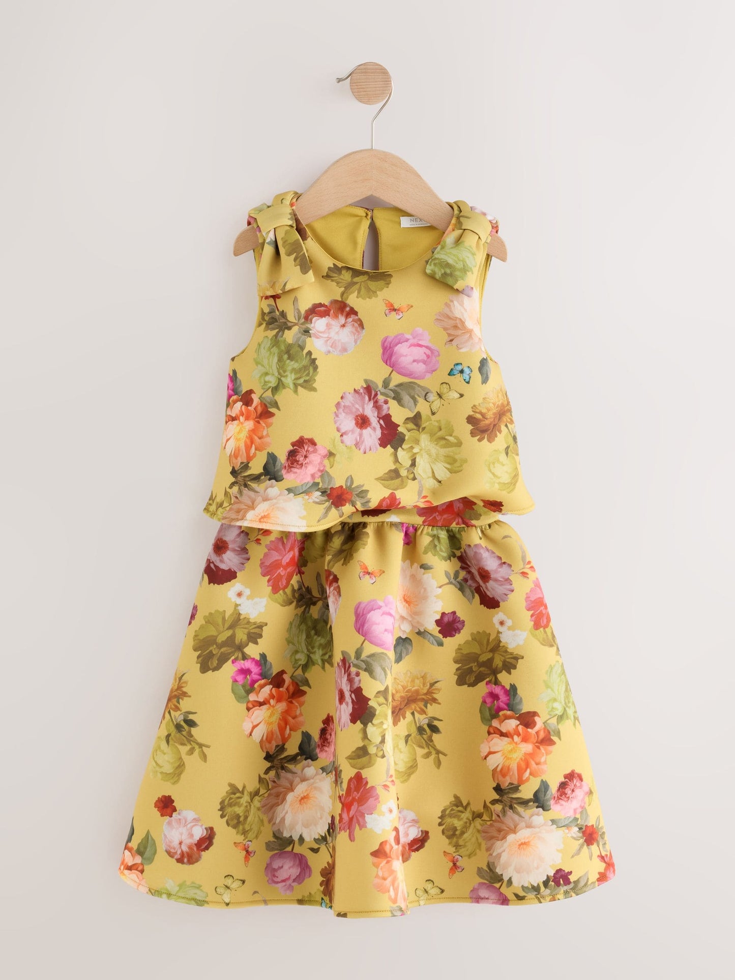 Dsiney Kidz - Yellow Ochre Floral Scuba Blouse and Skirt Set (3-16yrs) image 2