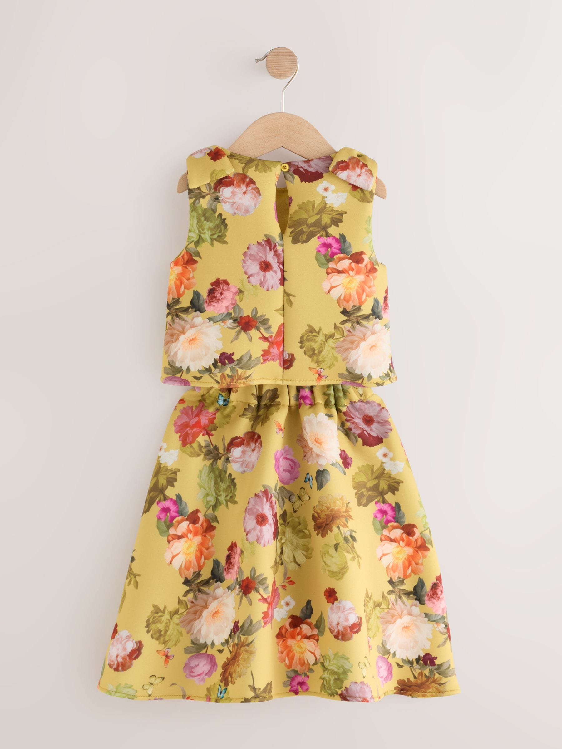 Dsiney Kidz - Yellow Ochre Floral Scuba Blouse and Skirt Set (3-16yrs) image 3