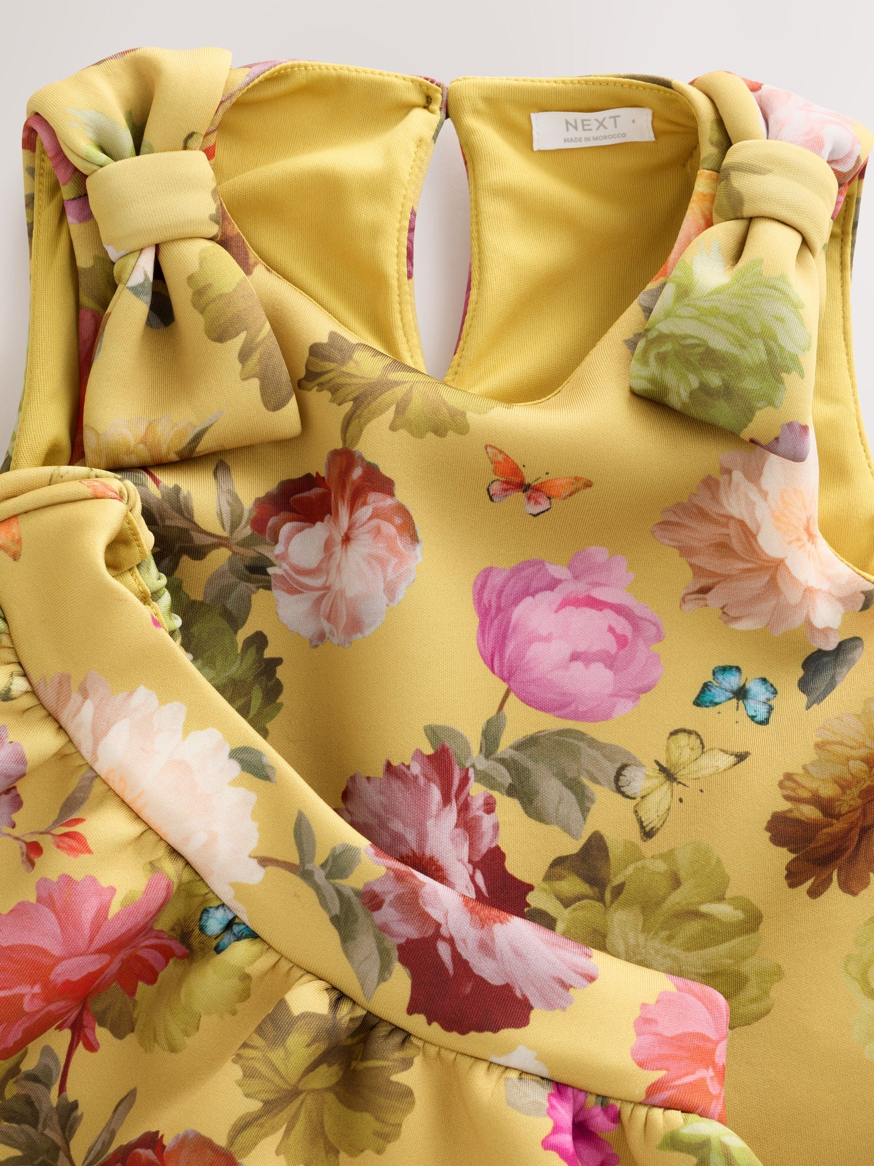 Dsiney Kidz - Yellow Ochre Floral Scuba Blouse and Skirt Set (3-16yrs) image 4