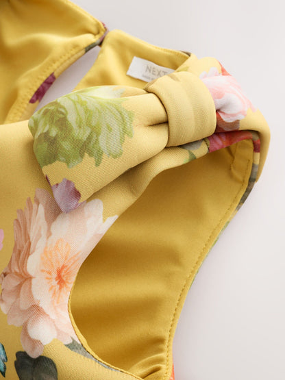 Dsiney Kidz - Yellow Ochre Floral Scuba Blouse and Skirt Set (3-16yrs) image 5