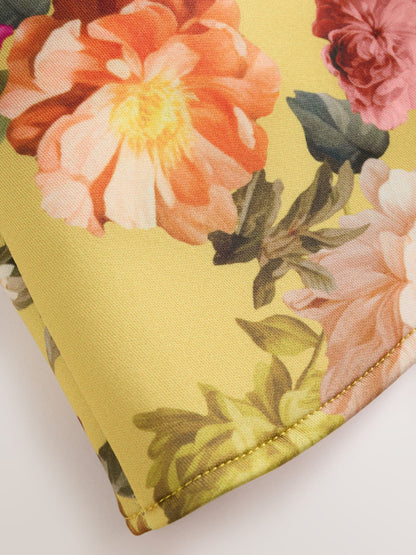 Dsiney Kidz - Yellow Ochre Floral Scuba Blouse and Skirt Set (3-16yrs) image 7