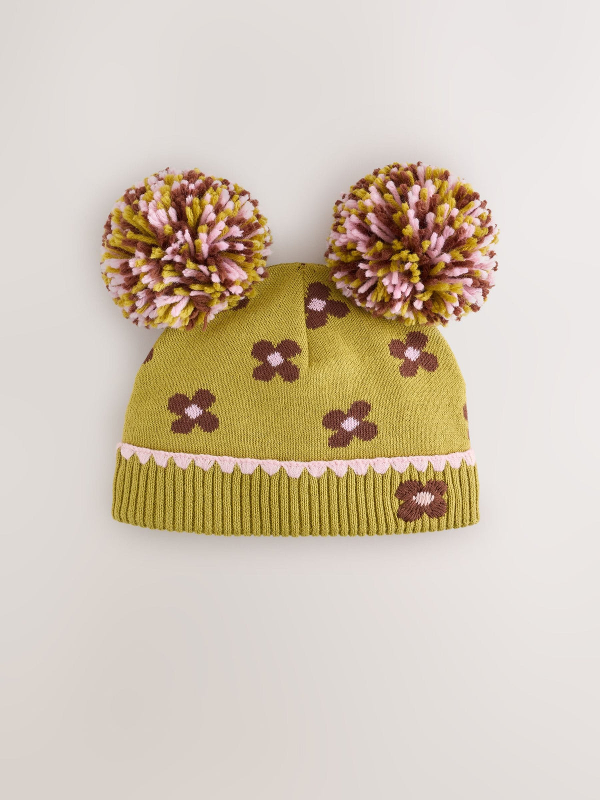 Dsiney Kidz - Green Floral Double Pom Baby Beanie image 1