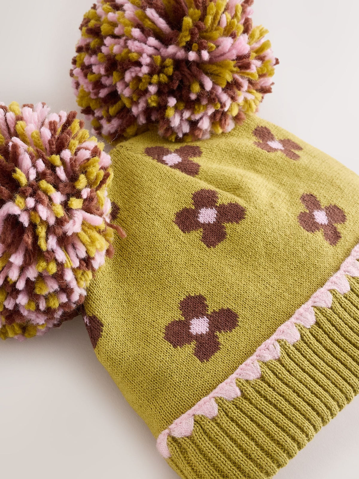 Dsiney Kidz - Green Floral Double Pom Baby Beanie image 2