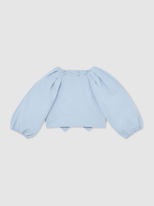 Reiss Pale Blue Marlie 9-13 yrs Puff-Sleeve Tie-Back Top image 2