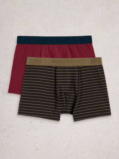 Dsiney Kidz - White Stuff Black Hove Stripe & Plain Boxers 2 Pack image 1