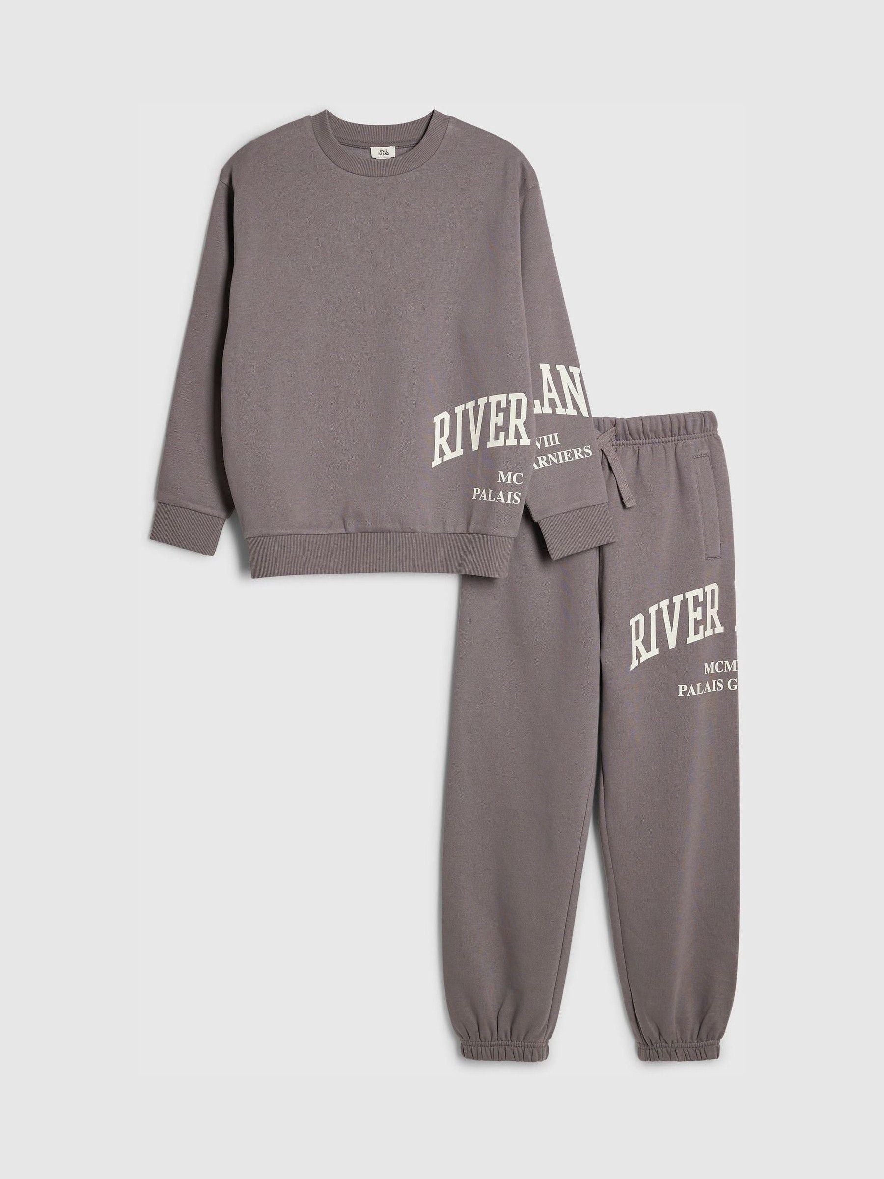 Dsiney Kidz - River Island Grey River Varsity Sweatshirt & Jogger Set image 1