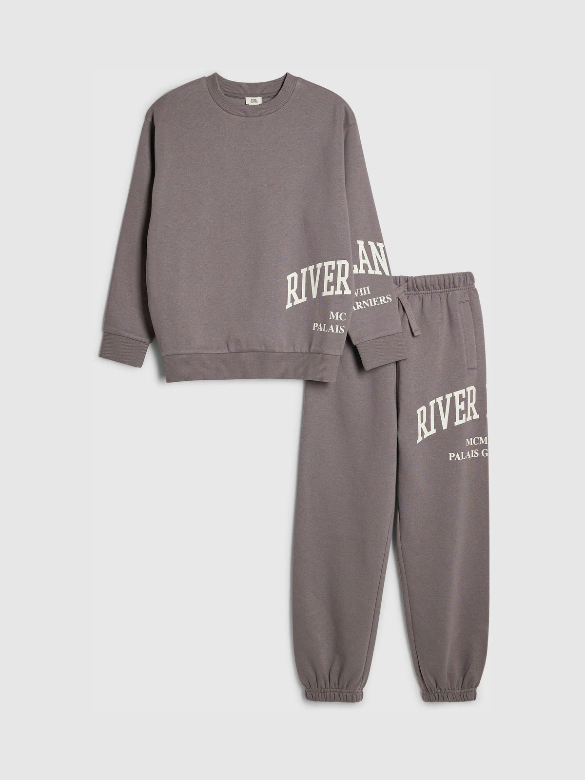 Dsiney Kidz - River Island Grey River Varsity Sweatshirt & Jogger Set image 1