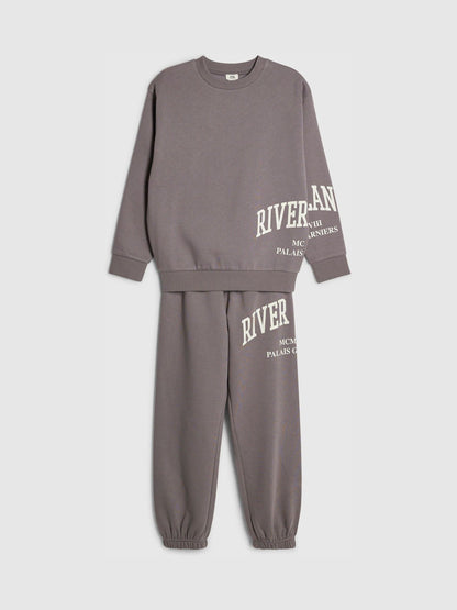 Dsiney Kidz - River Island Grey River Varsity Sweatshirt & Jogger Set image 3