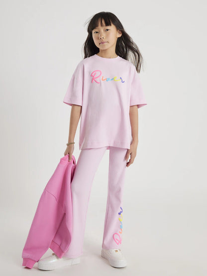 Dsiney Kidz - River Island Pink River Branded T-Shirt & Kickflare Set image 2