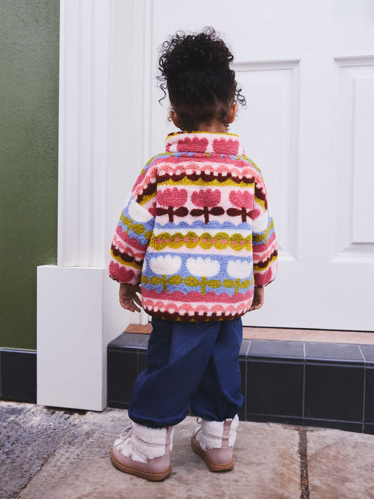 Pink/Blue Flowers Half Zip Fleece (3mths-7yrs) - image 2
