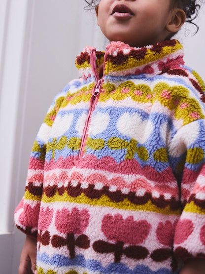 Pink/Blue Flowers Half Zip Fleece (3mths-7yrs) - image 3
