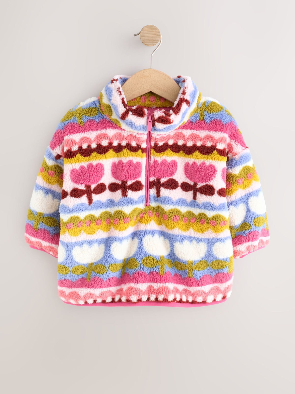 Pink/Blue Flowers Half Zip Fleece (3mths-7yrs) - image 4