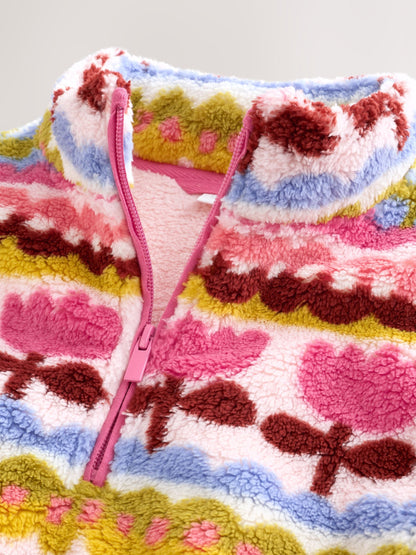 Pink/Blue Flowers Half Zip Fleece (3mths-7yrs) - image 6