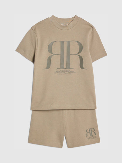 River Island Khaki Green RR T-Shirt & Short Sets image 3