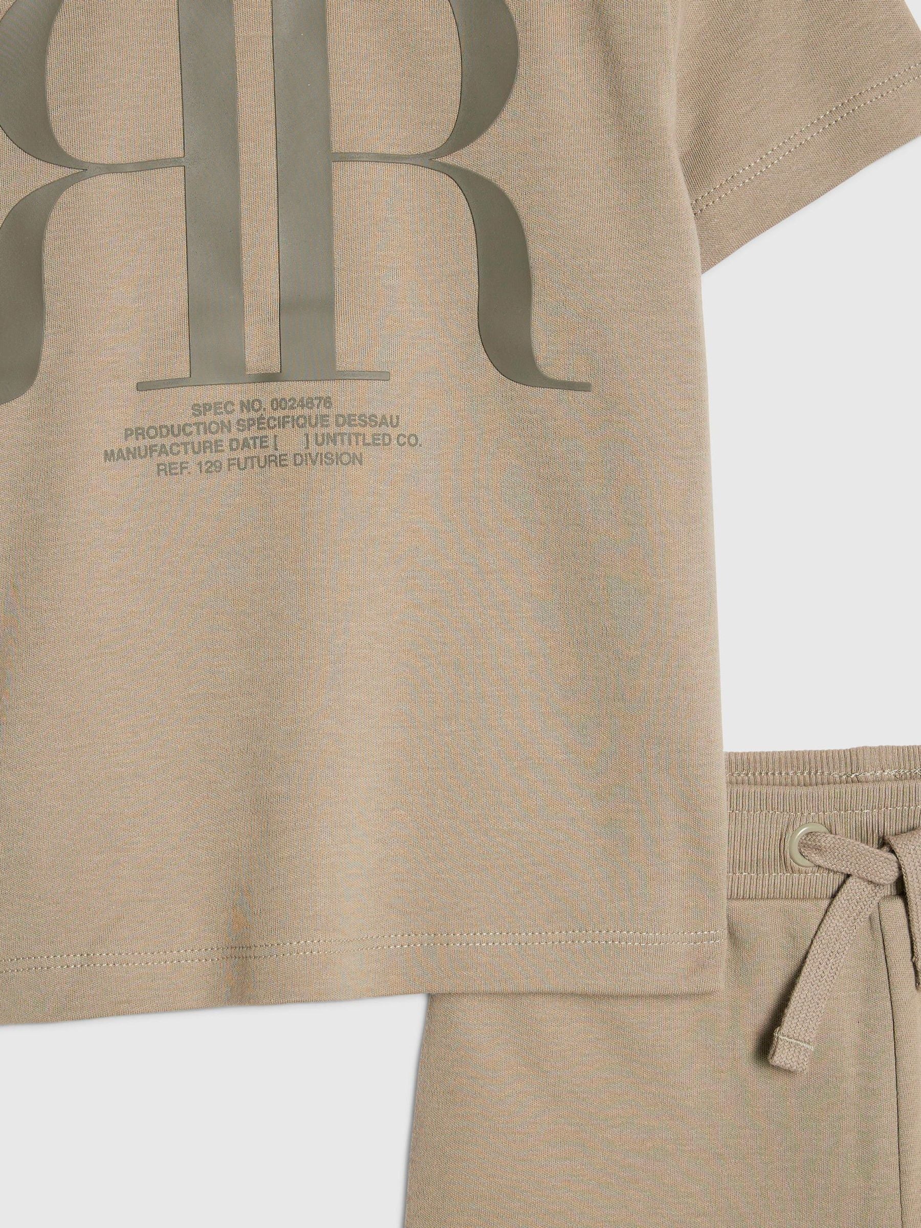 River Island Khaki Green RR T-Shirt & Short Sets image 4