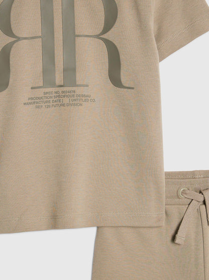 River Island Khaki Green RR T-Shirt & Short Sets image 4