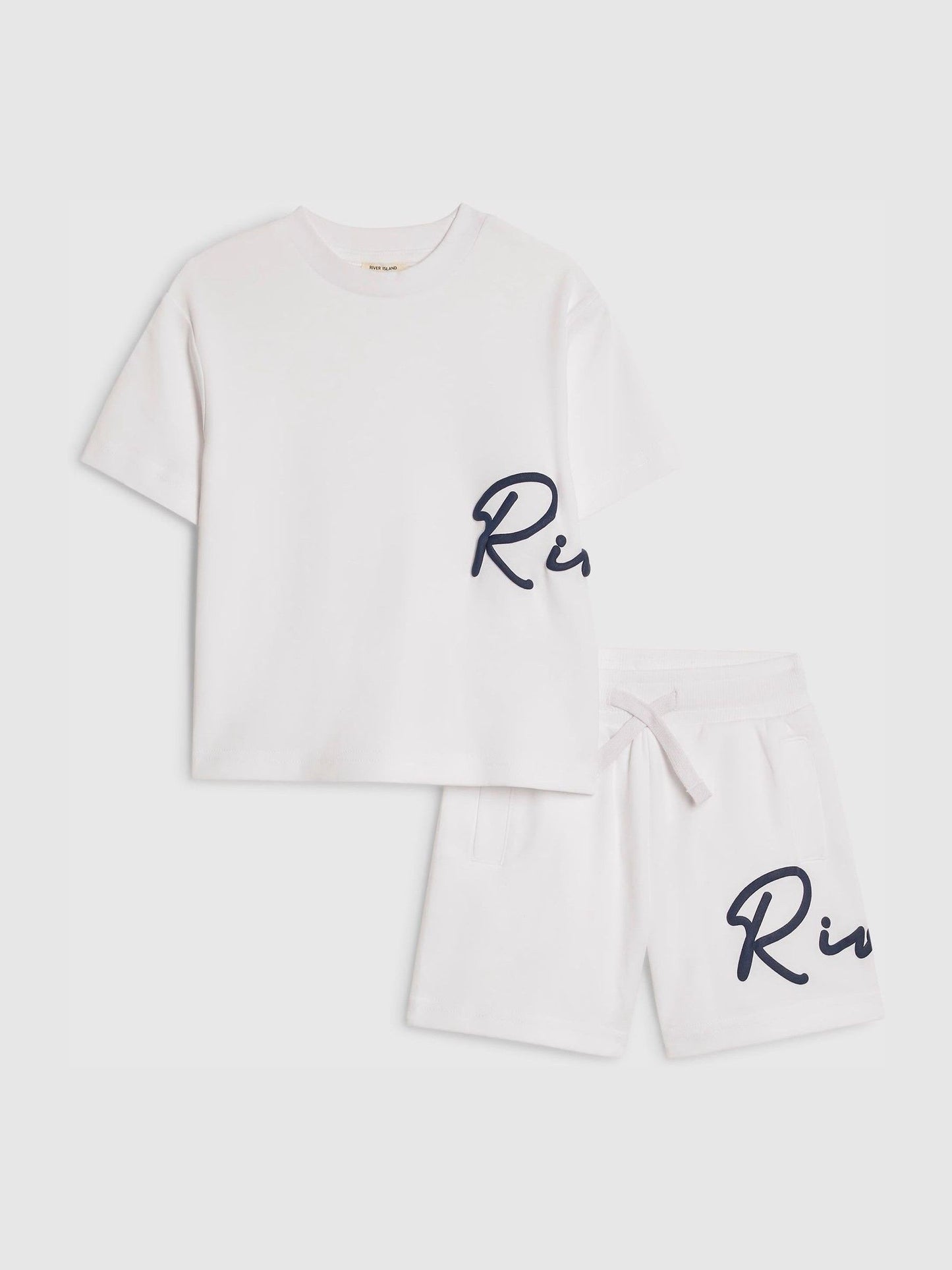 River Island White T-Shirt & Short Set image 1