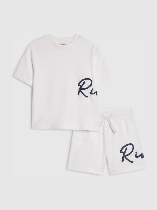 River Island White T-Shirt & Short Set image 1