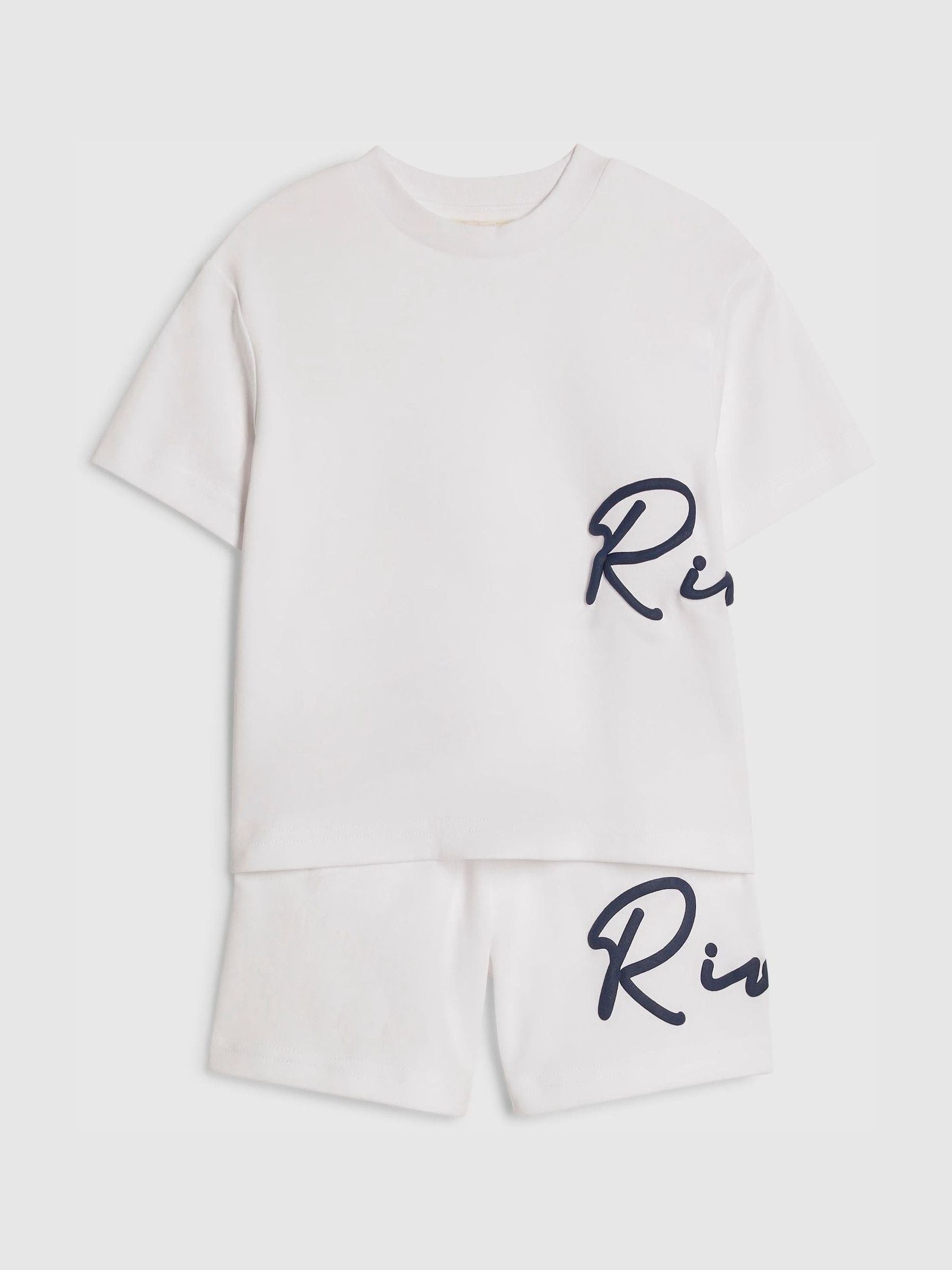 River Island White T-Shirt & Short Set image 3