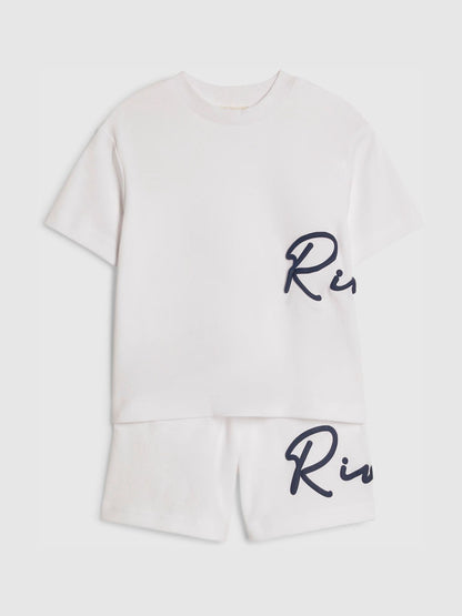 River Island White T-Shirt & Short Set image 3