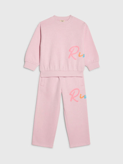 River Island Pink River Branded Sweatshirt & Jogger Set image 3