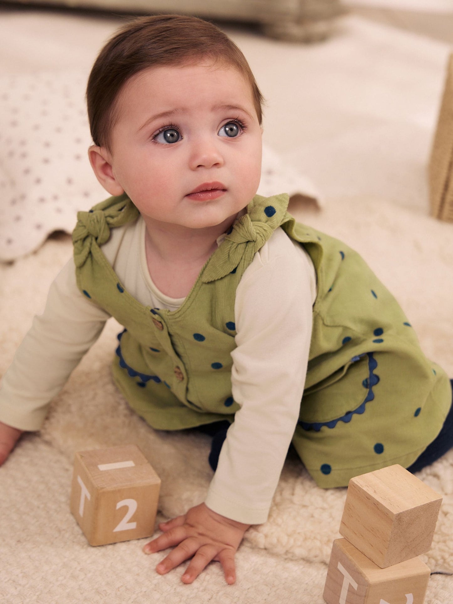 Dsiney Kidz - Green Spot Baby Pinafore Long Sleeve Bodysuit And Tights 3 Piece Set (0mths-2yrs) image 2