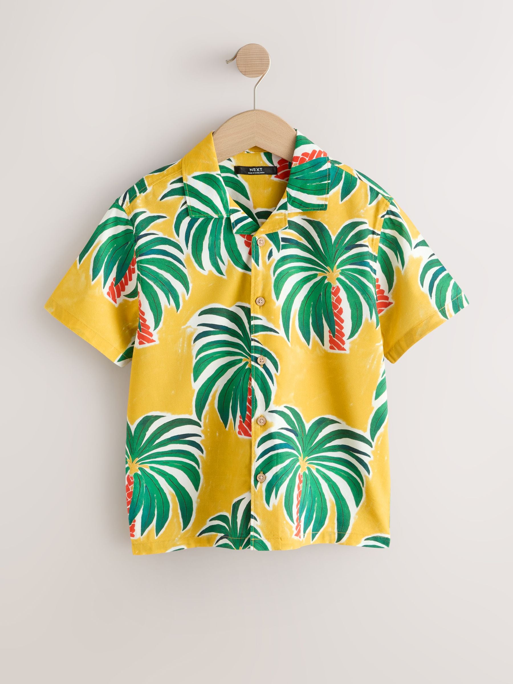 Dsiney Kidz - Ochre Yellow All Over Print Palms Short Sleeve Revere Collar Shirt (3-16yrs) image 1