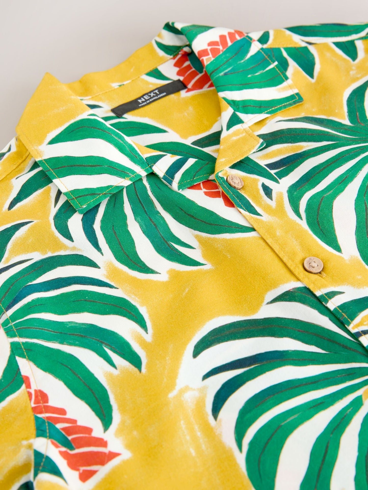 Dsiney Kidz - Ochre Yellow All Over Print Palms Short Sleeve Revere Collar Shirt (3-16yrs) image 3