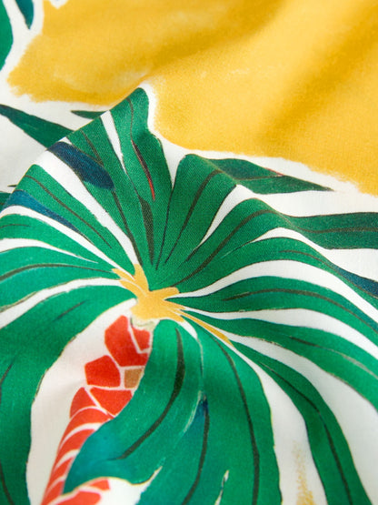 Dsiney Kidz - Ochre Yellow All Over Print Palms Short Sleeve Revere Collar Shirt (3-16yrs) image 4