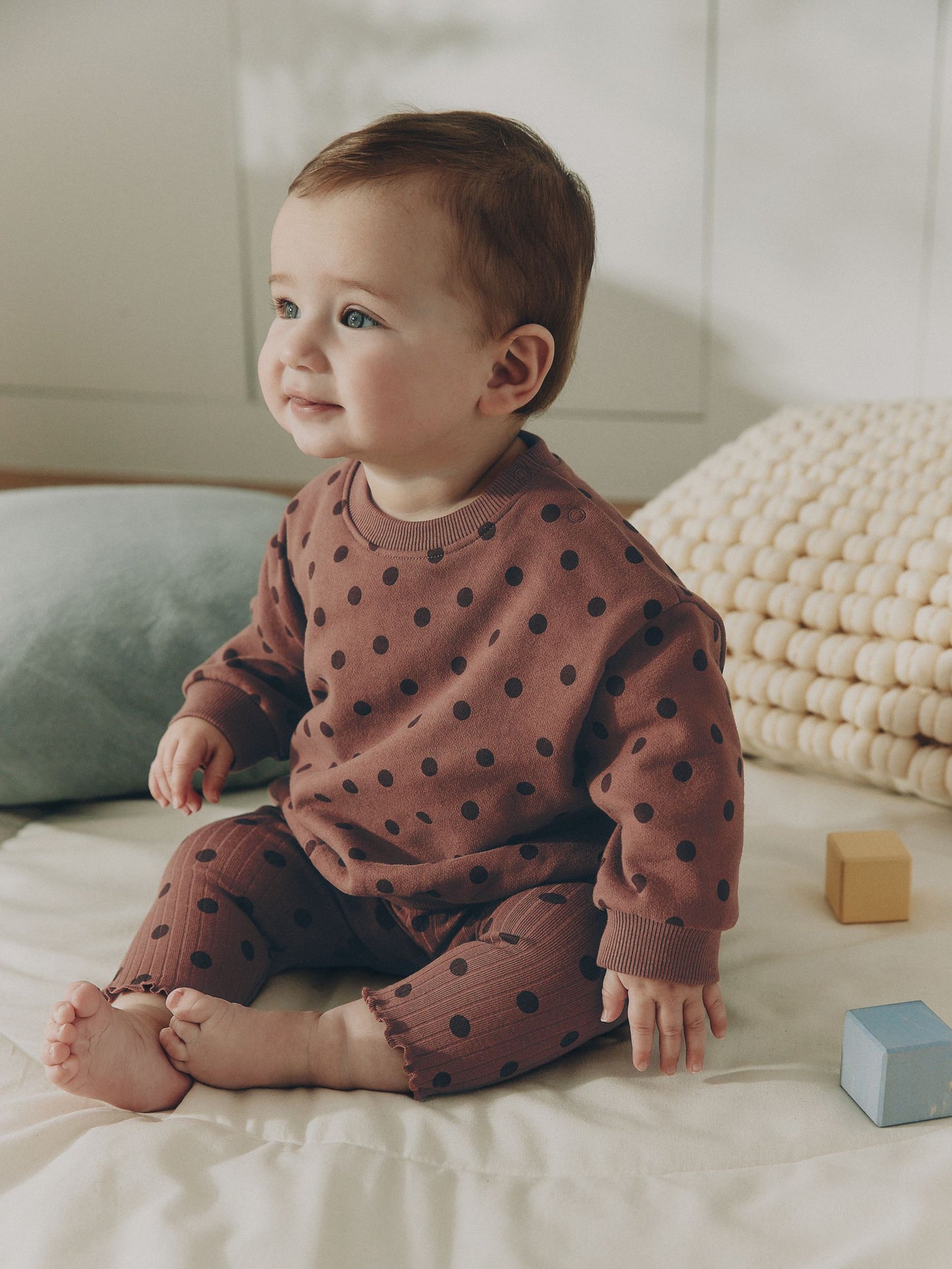 Chocolate Brown Spot Baby Sweat Top And Legging Set (0mths-2yrs) image 1