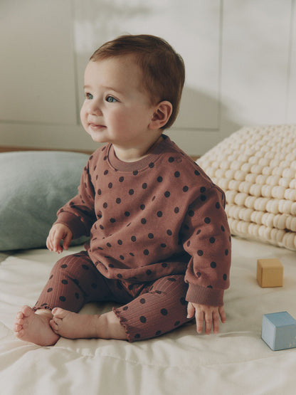 Chocolate Brown Spot Baby Sweat Top And Legging Set (0mths-2yrs) image 1