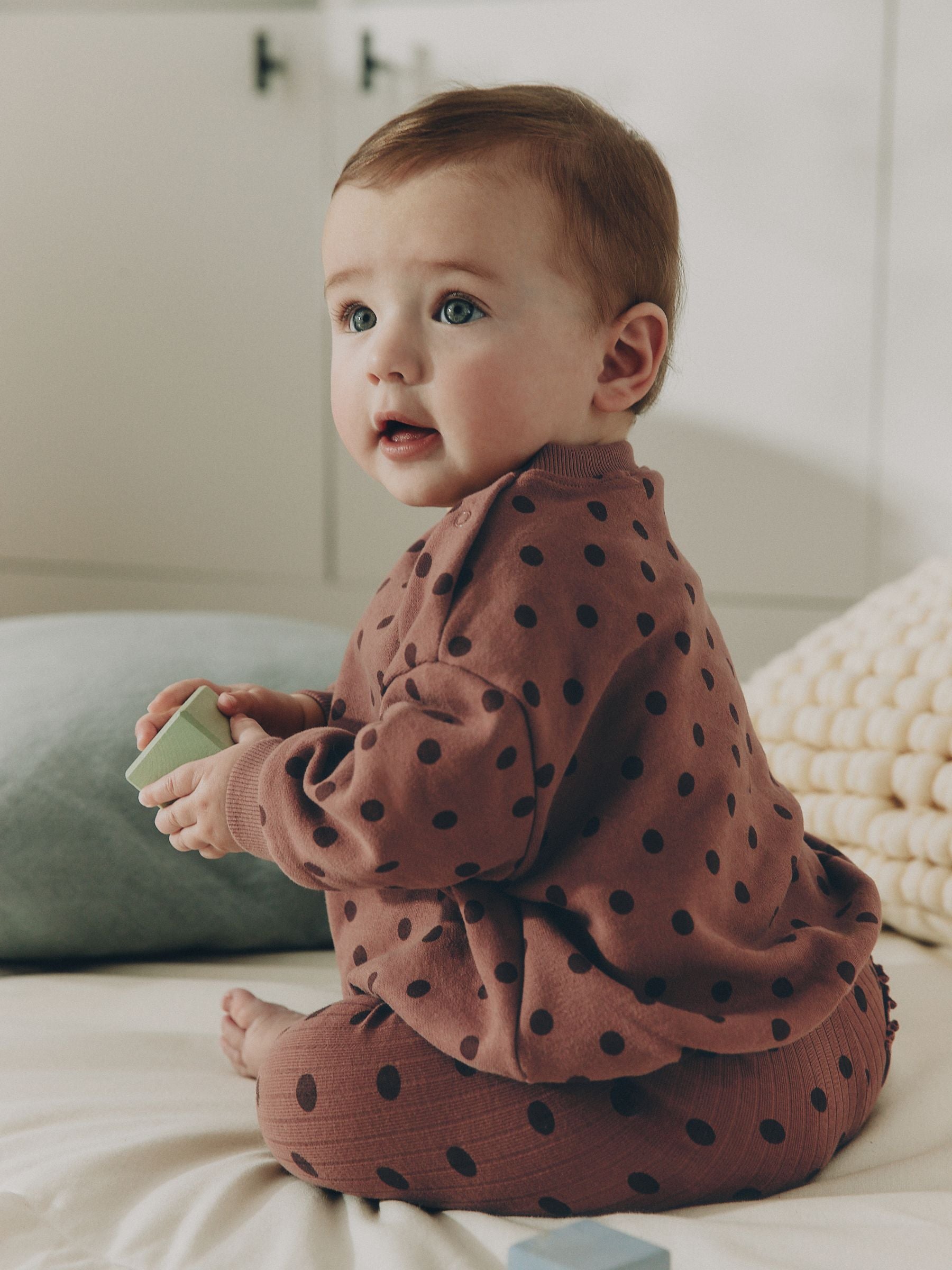 Chocolate Brown Spot Baby Sweat Top And Legging Set (0mths-2yrs) image 2