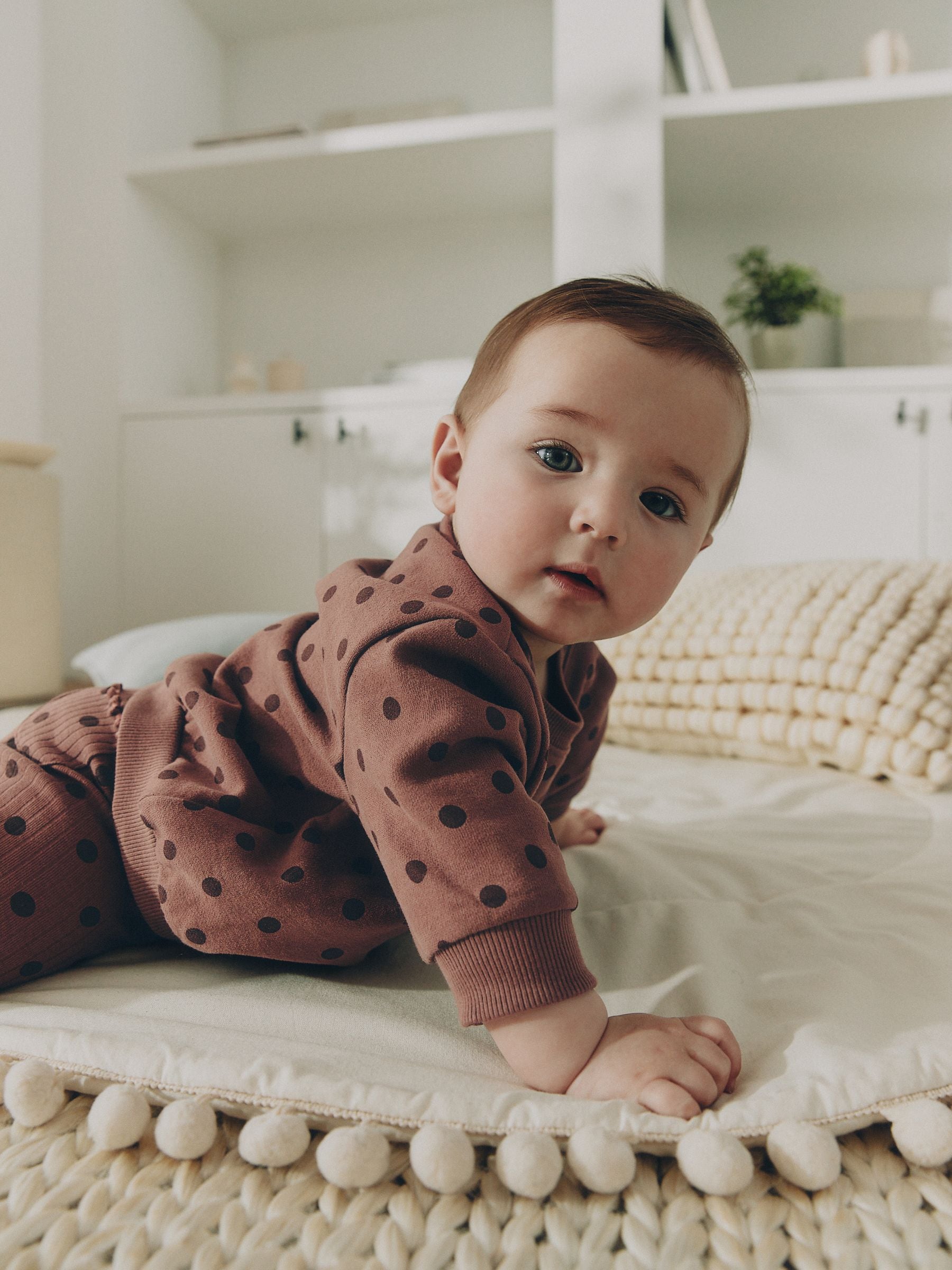 Chocolate Brown Spot Baby Sweat Top And Legging Set (0mths-2yrs) image 3