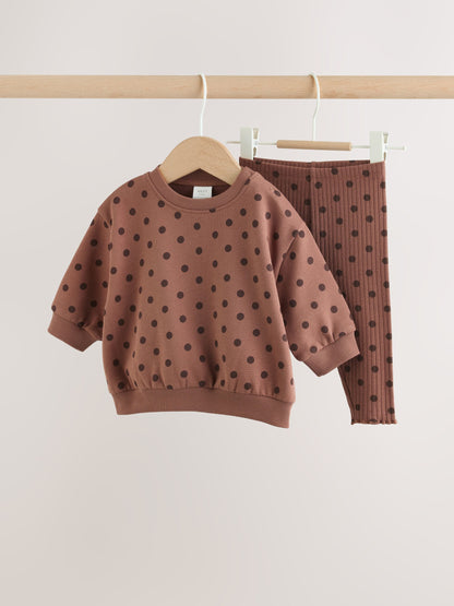 Chocolate Brown Spot Baby Sweat Top And Legging Set (0mths-2yrs) image 4