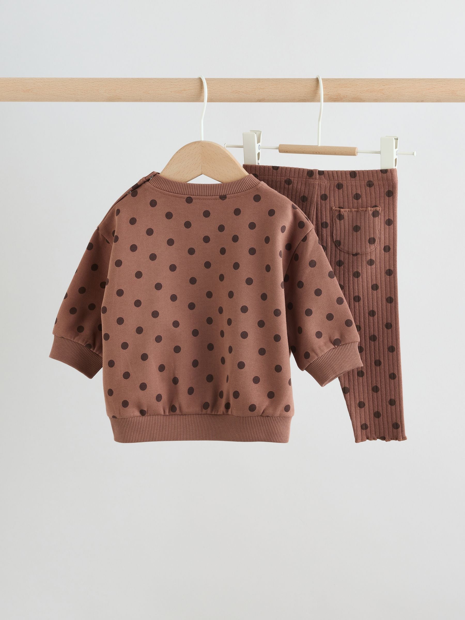 Chocolate Brown Spot Baby Sweat Top And Legging Set (0mths-2yrs) image 5