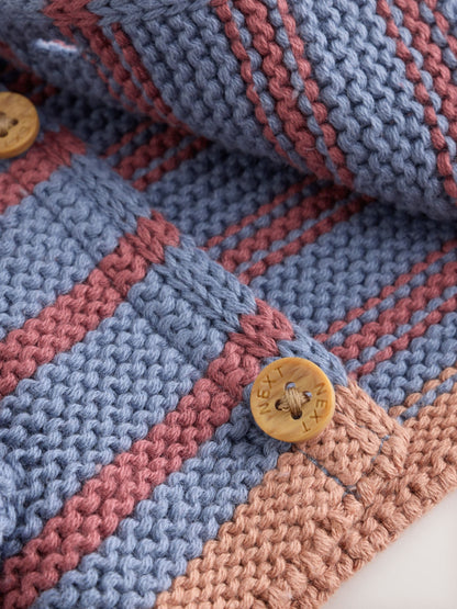 Blue & Burgundy Stripe Knitted Baby Cardigan (0mths-2yrs) - image 10