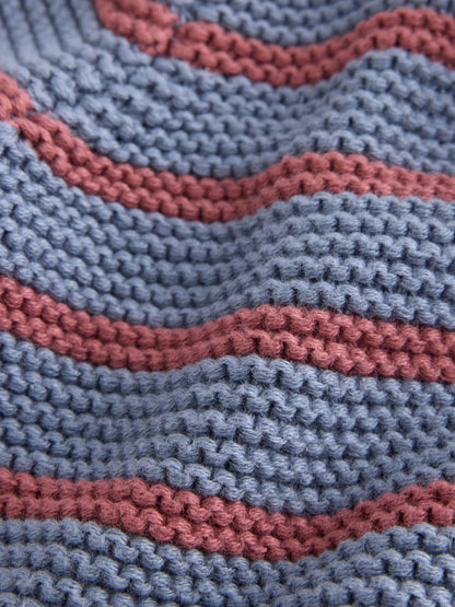 Blue & Burgundy Stripe Knitted Baby Cardigan (0mths-2yrs) - image 12