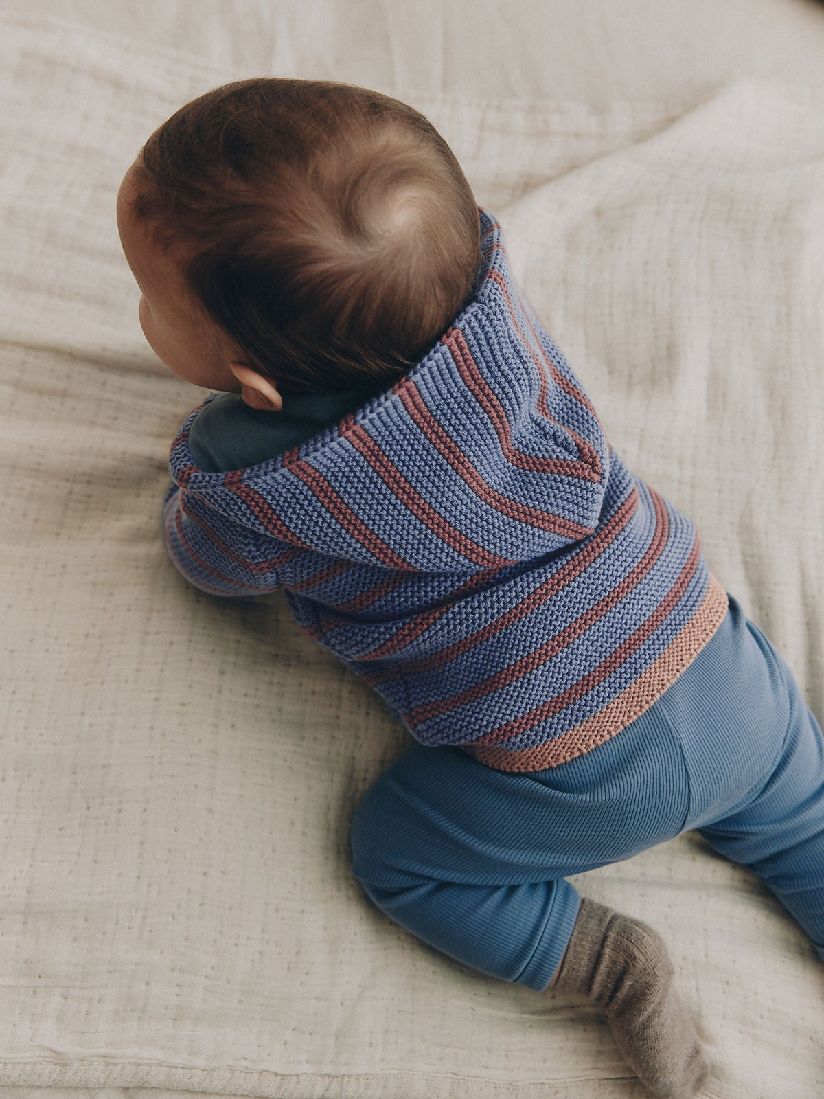 Blue & Burgundy Stripe Knitted Baby Cardigan (0mths-2yrs) - image 2