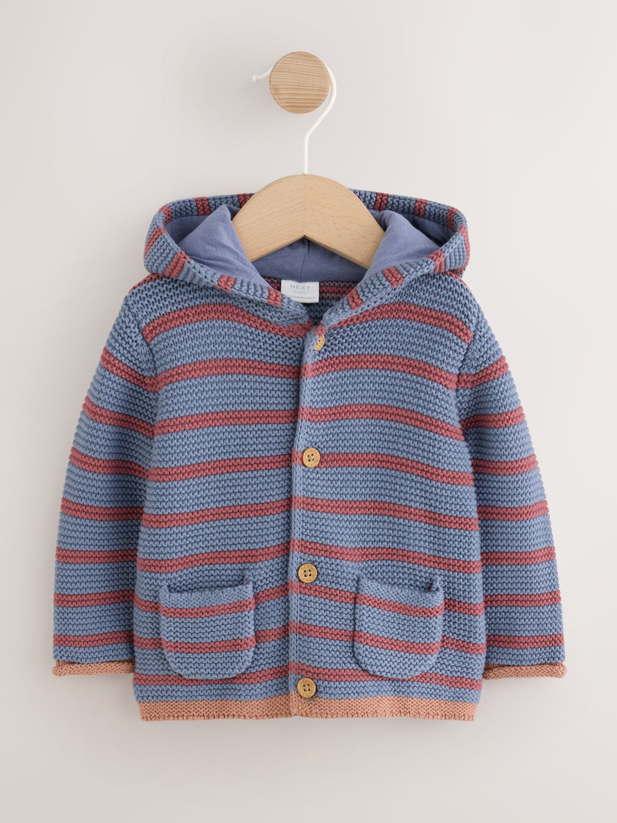 Blue & Burgundy Stripe Knitted Baby Cardigan (0mths-2yrs) - image 5
