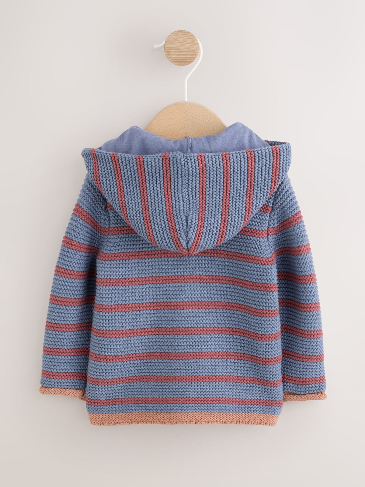 Blue & Burgundy Stripe Knitted Baby Cardigan (0mths-2yrs) - image 6