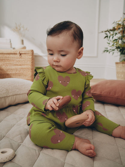 Dsiney Kidz - Green Heart Peplum Top and Leggings Baby Set (0mths-2yrs) image 1