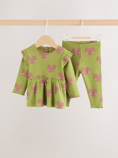 Dsiney Kidz - Green Heart Peplum Top and Leggings Baby Set (0mths-2yrs) image 4