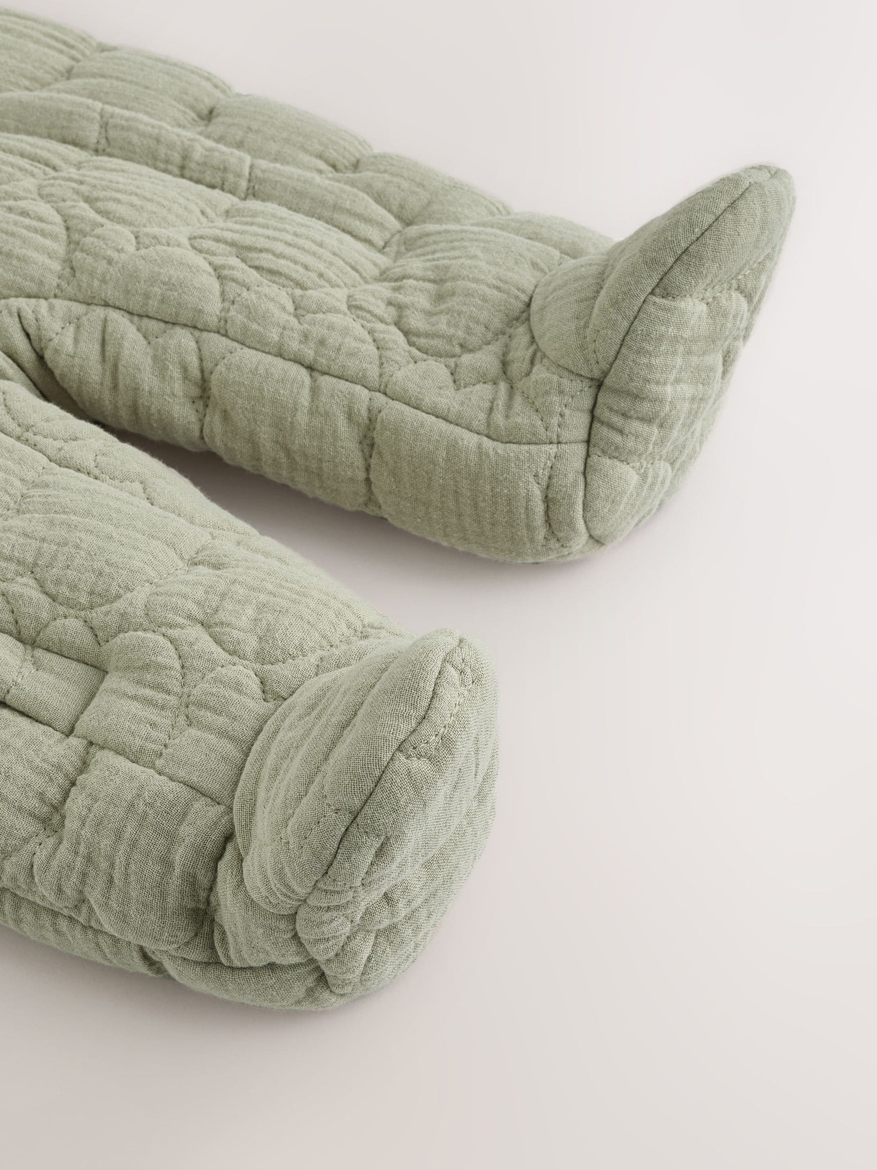 Green Crinkle Bear Face Quilted Baby Pramsuit (0mths-2yrs) image 6