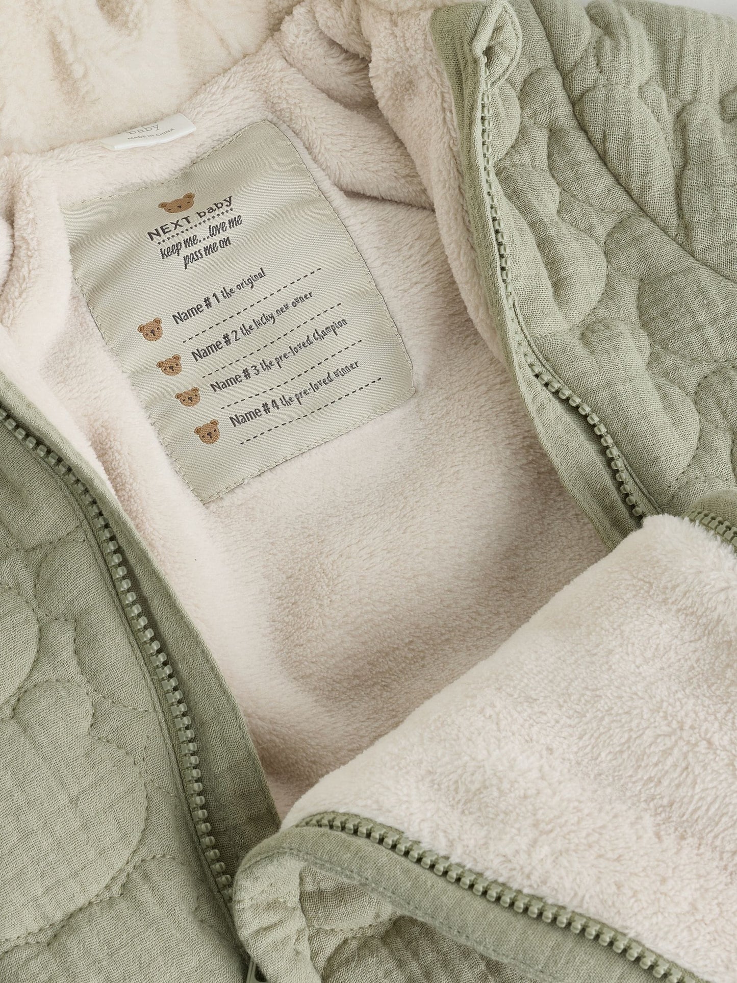 Green Crinkle Bear Face Quilted Baby Pramsuit (0mths-2yrs) image 7