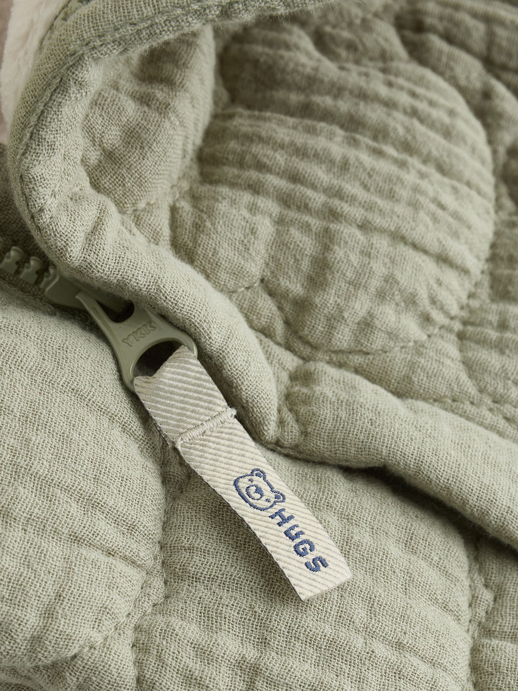 Green Crinkle Bear Face Quilted Baby Pramsuit (0mths-2yrs) image 8