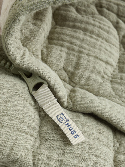 Green Crinkle Bear Face Quilted Baby Pramsuit (0mths-2yrs) image 8