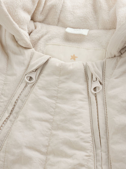Cream Little One Back Slogan Quilted Nylon Pramsuit image 4