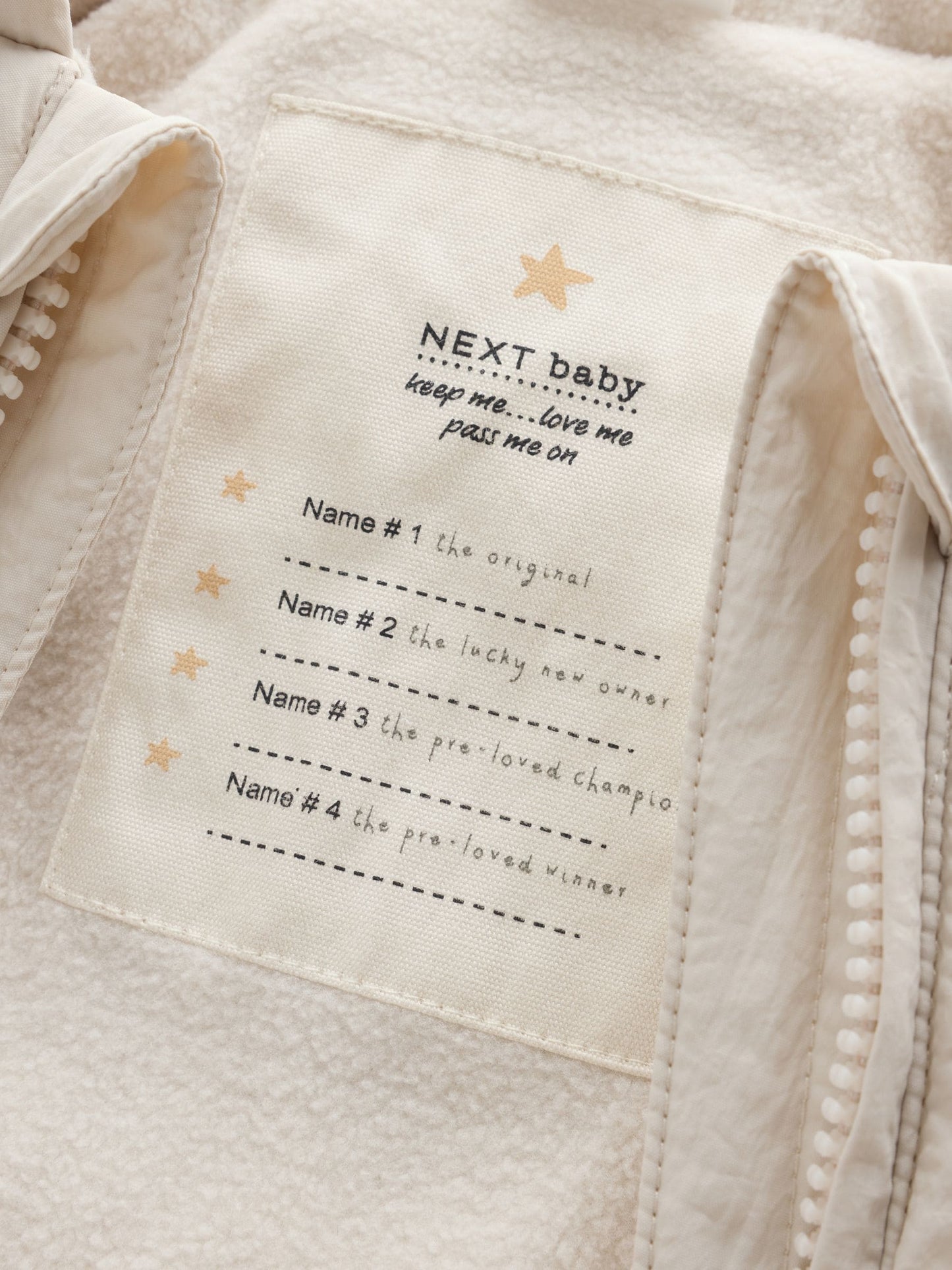 Cream Little One Back Slogan Quilted Nylon Pramsuit image 5