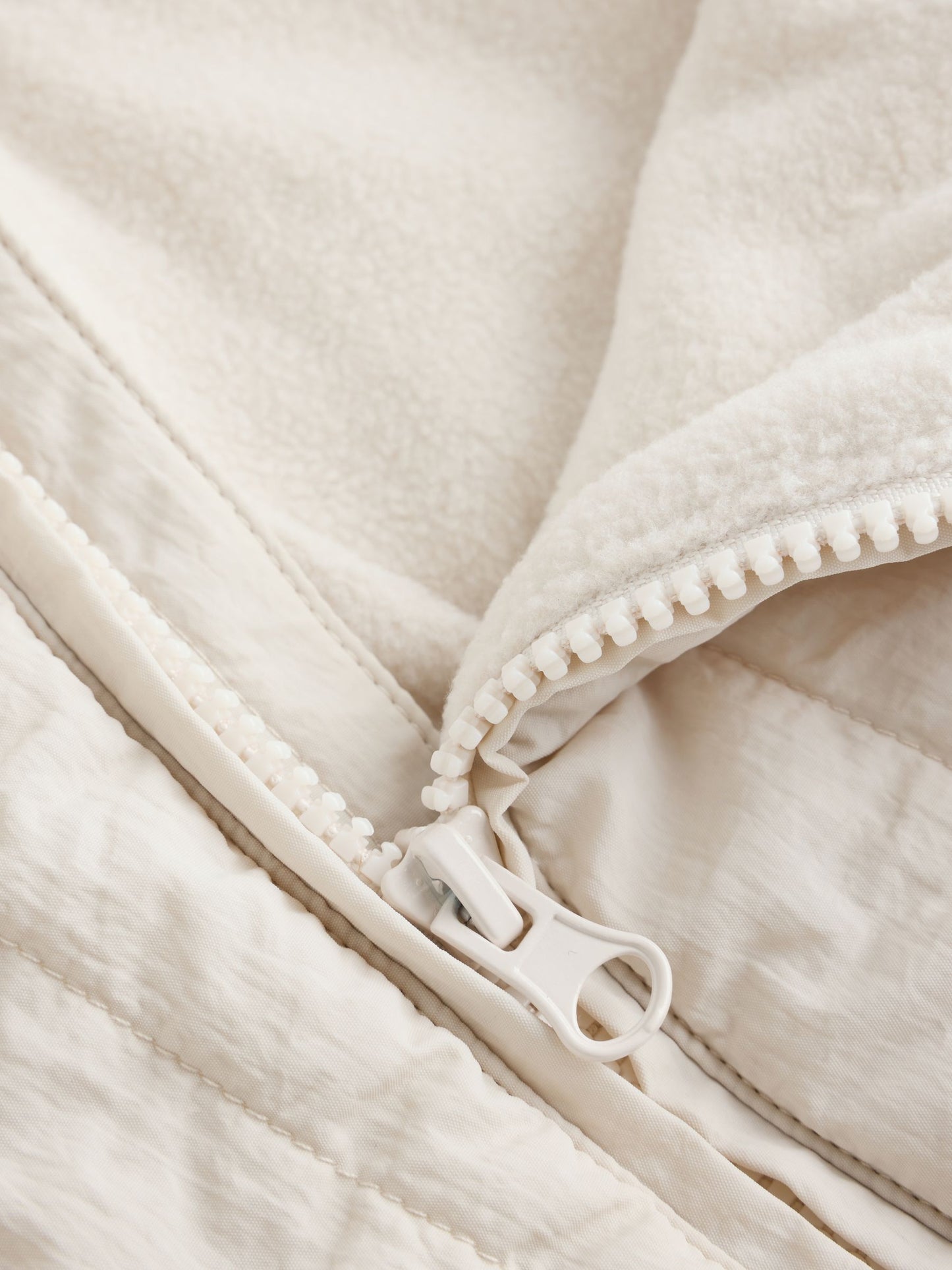 Cream Little One Back Slogan Quilted Nylon Pramsuit image 6